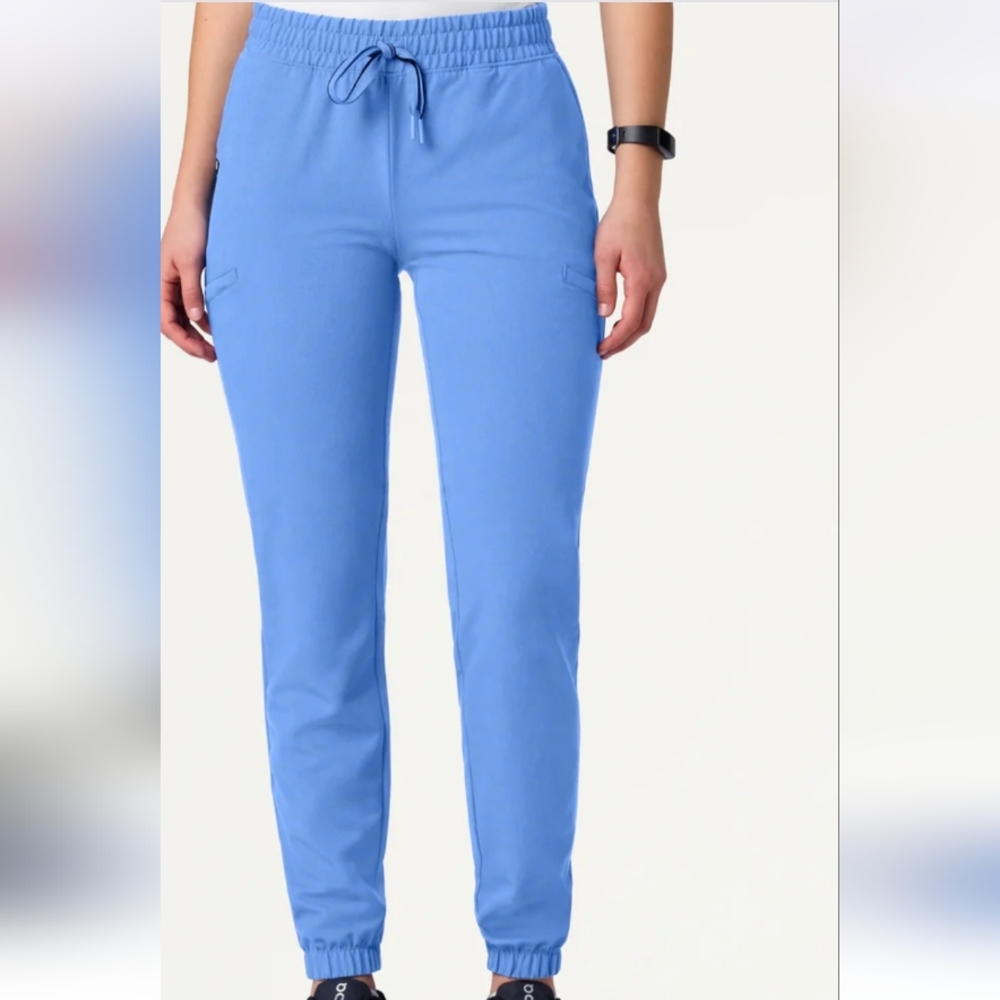 Jaanuu Women's Ceil Blue Jace 7 Pocket Skinny Scrub Joggers